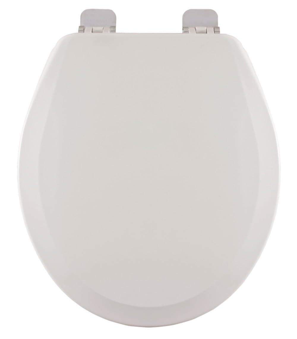 CENTOCORE Centoco Wooden Toilet Seat Round, Closed Front with Cover, Residential, Chrome Hinge, Made in the USA, 700CH-001, White