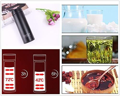 Milepetus Glass Liner Vacuum Flask Stainless Steel Water Bottle Insulated Travel Coffee Mug,11oz,9oz Available(11oz, Black)