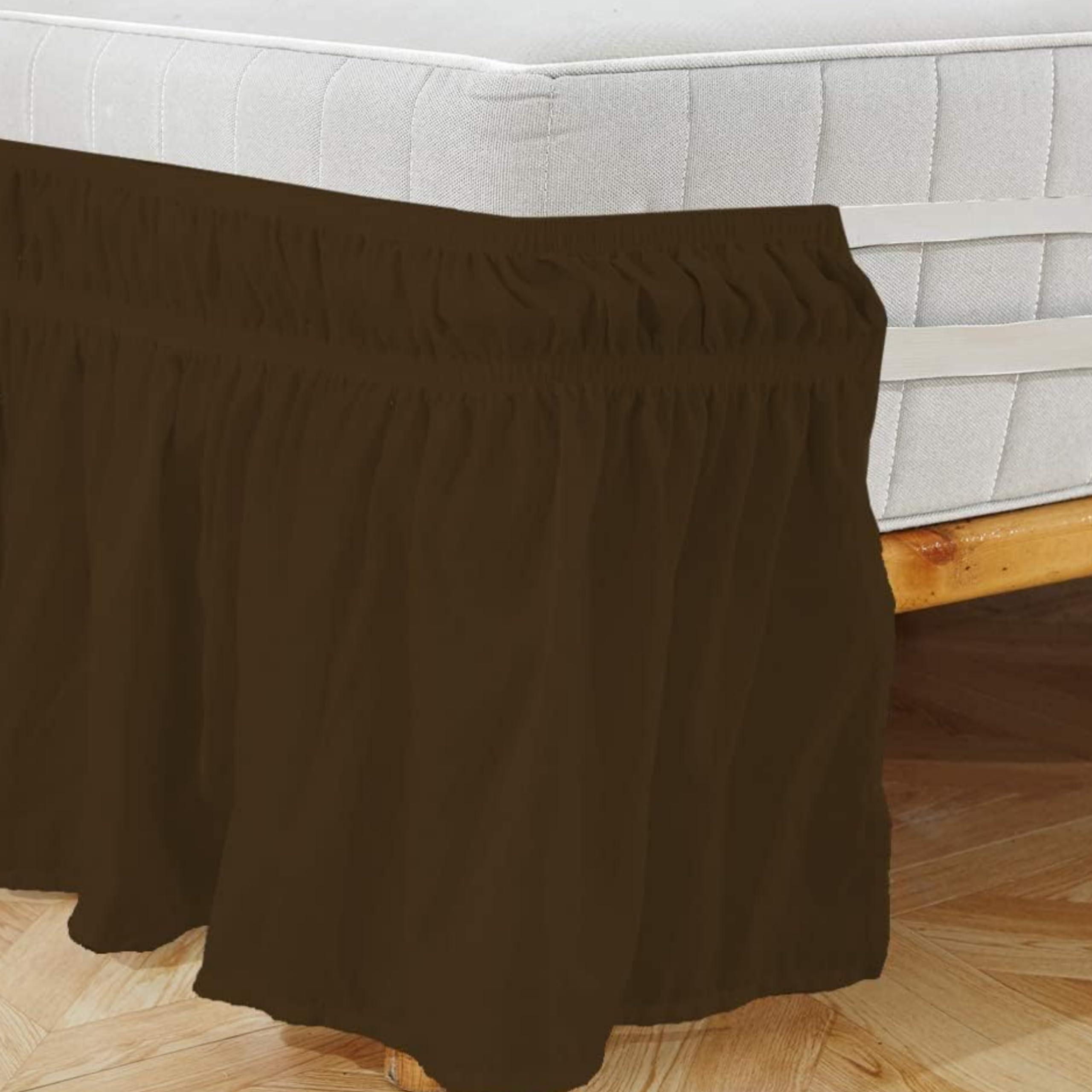 HIGH LANE BEDDING HIGH LANE BEDDING Full Wrap Around Bed Skirts with 14\"\" Drop - Three Sides Fabric Adjustable Elastic Dust Ruffle Silky Soft -800 TCPure Cotton Bed Skirt with 14\"\" Drop-Full(54\"\"X 75\"\") Chocolate