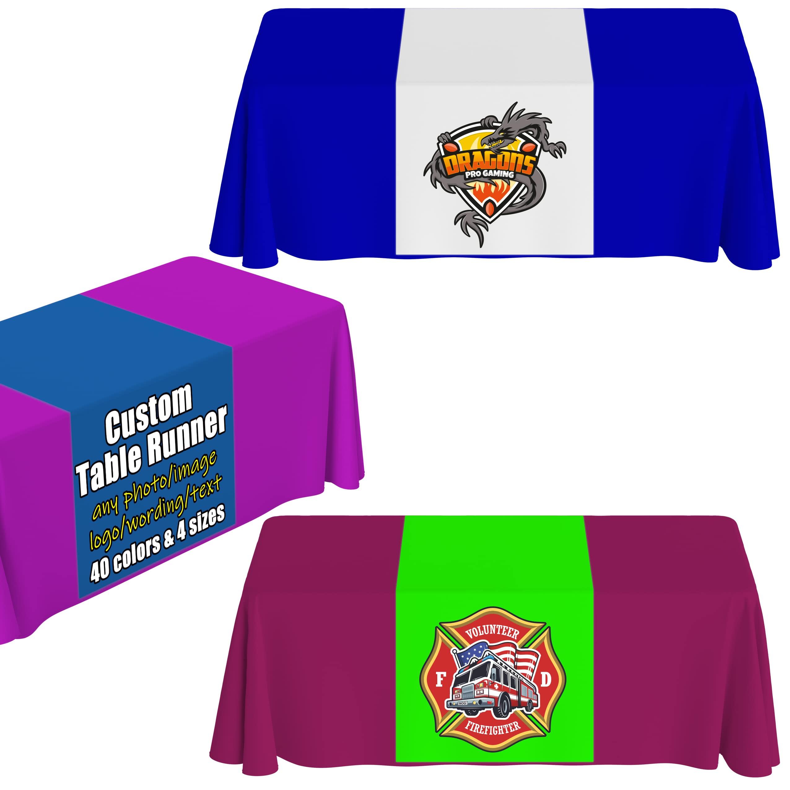 AEKSCOH AEKSCOH Custom Table Runner with Business Logo 30x72inch- Events, Parties,Personalized Table Cover Cloth Add Your Picture Text Logo Style09