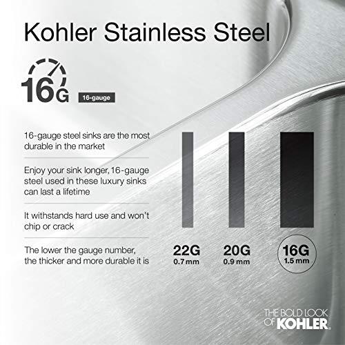 Kohler KOHLER K-5409-NA Strive 29-Inch x 18-5/16-Inch Undermount Medium SingleBowl Kitchen Sink with Basin Rack, Stainless Steel