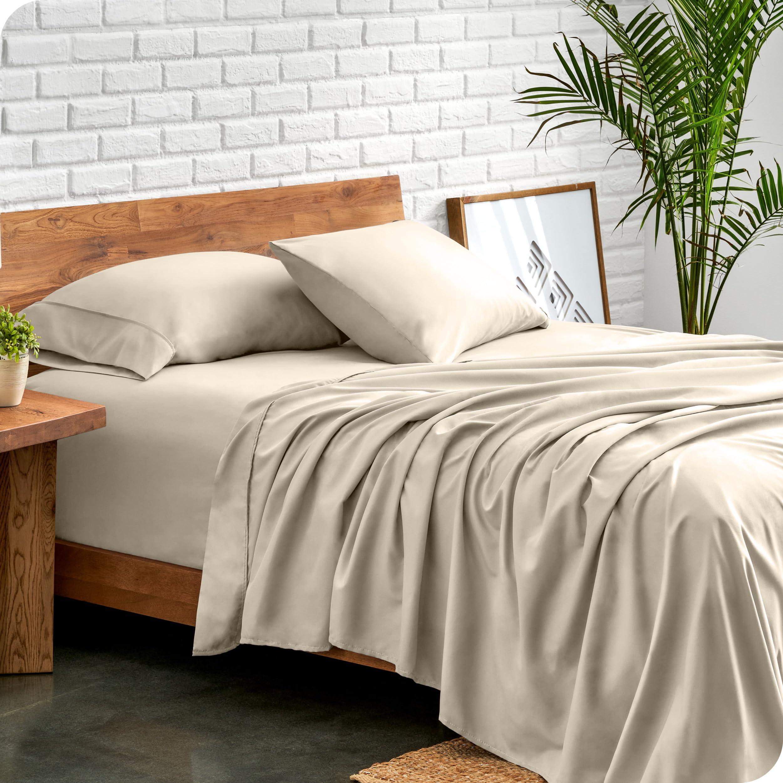 Bare Home Bare Home Split California King Sheet Set - 1800 Ultra-Soft Microfiber Split California King Bed Sheets - Double Brushed - Deep Pockets - Easy Fit - 5 Piece Set - Bed Sheets (Split Cal King, Sand)