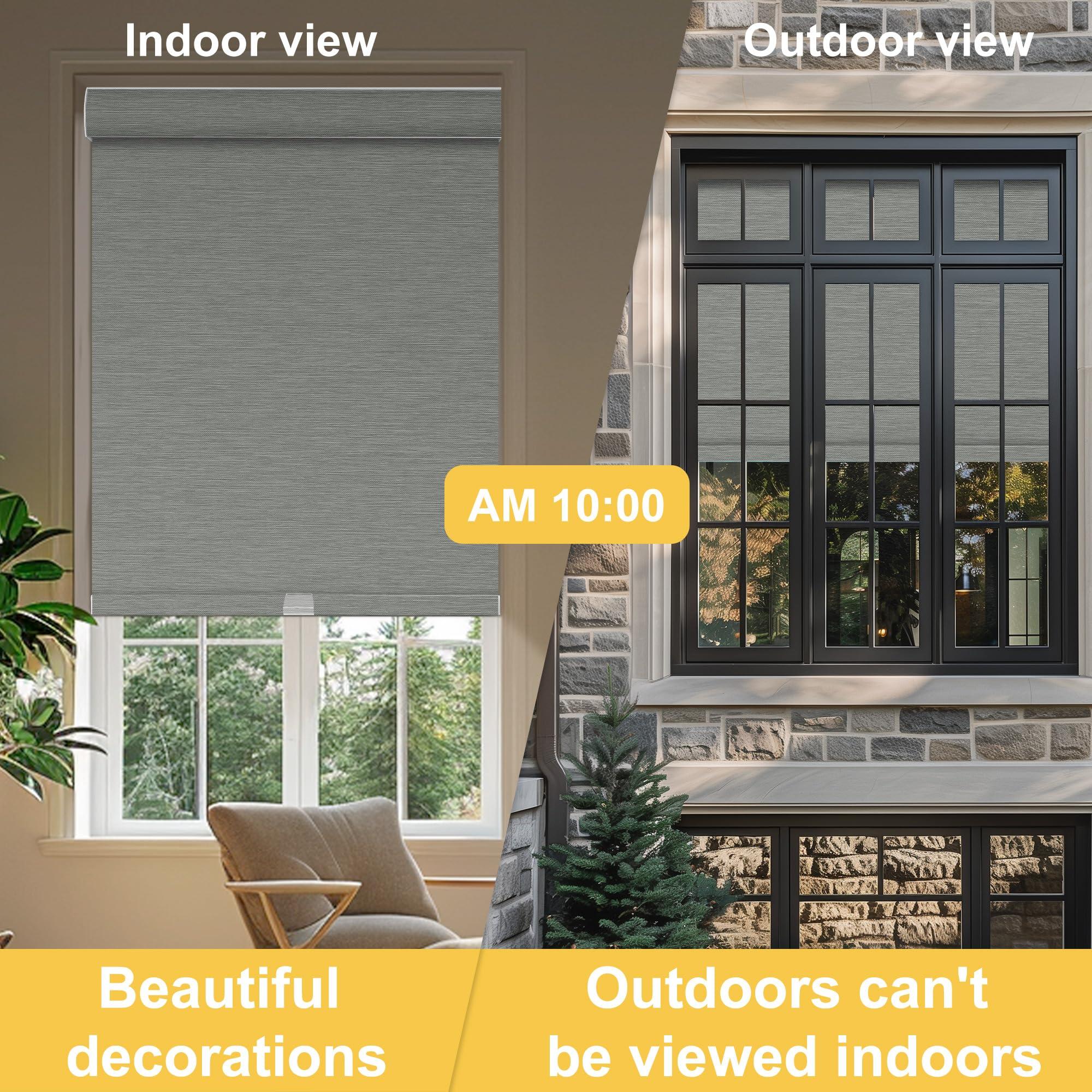 BERISSA BERISSA Blackout Pull Down Window Shades Blinds Room Darkening Custom Roller Shade for Indoor Thermal Insulated Up and Down Blind for Home Bedroom(80" W x 80" H) Gray