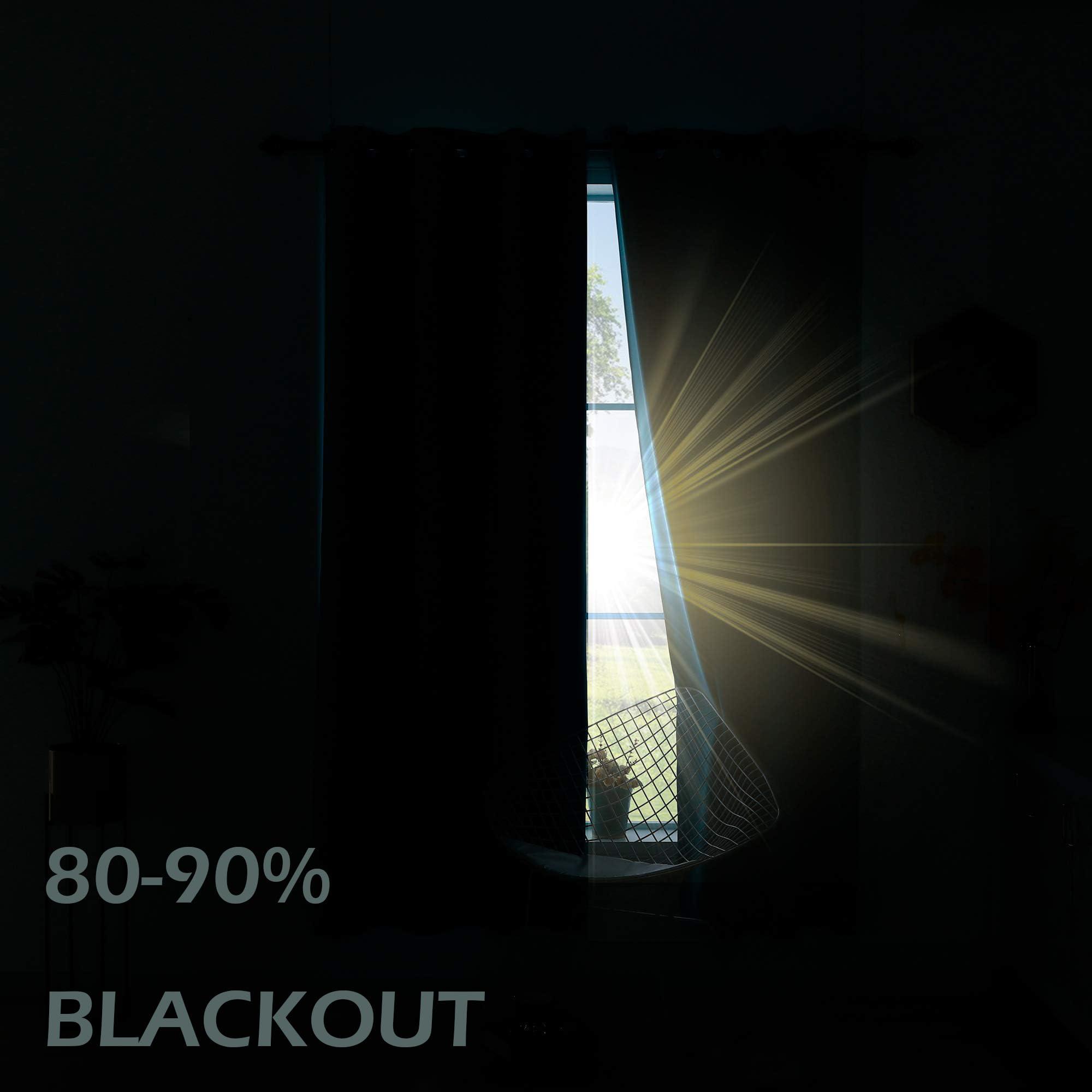 HomeLoft Basics Leaves Blackout Curtains, Leaf Pattern Curtains for Bedroom Living Room Decor, Colorful Window Curtain Drapes Grommet Thermal Insulated, 52 x 72 Inch 2 Panels Set PW&412