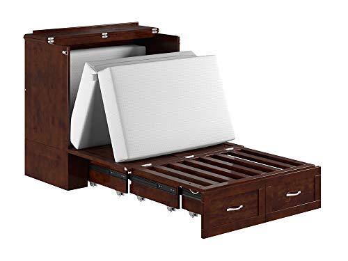 AFI AFI Hamilton Twin XL Murphy Bed Chest with Mattress, Storage, and Built-in Charger in Walnut