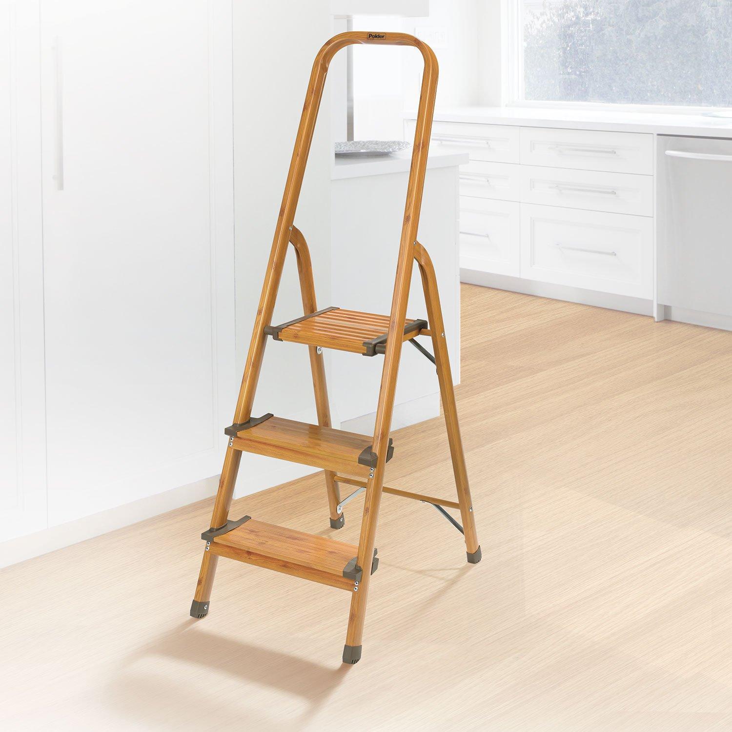 Polder 3-Step Ultralight Ladder, Woodgrain
