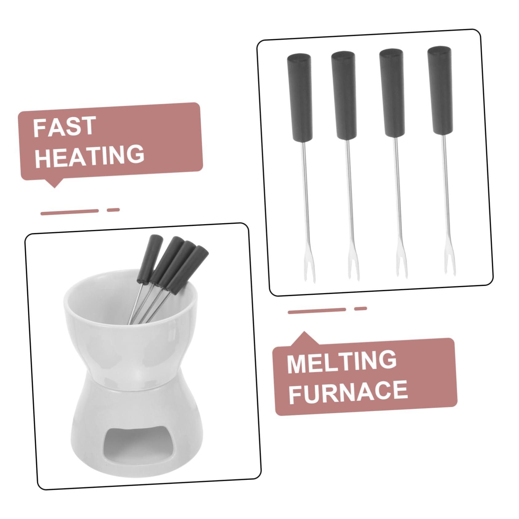 NAMOARLY NAMOARLY Cherry Blossom Ceramic Fondue Pot with Burner for Melting Chocolate Cheese and Butter Ideal for Desserts and Entertaining