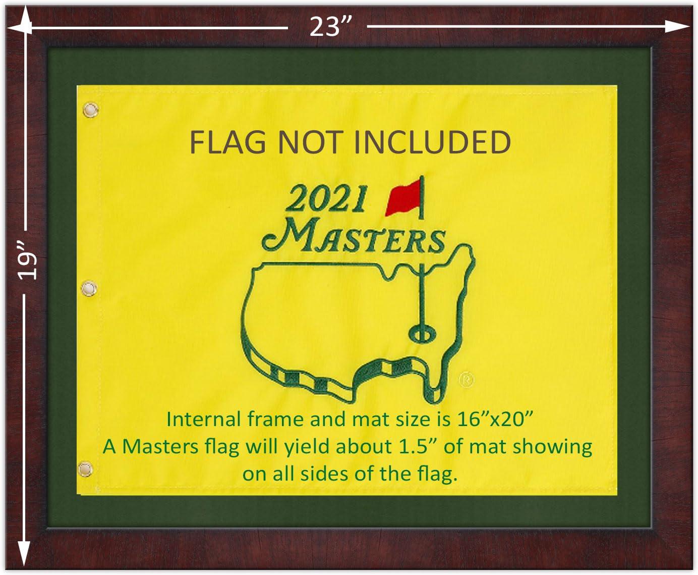 Golf Flag Frames Masters Special; 16x20 Mahogany Golf Flag Frame, Moulding brn-008, Reversible Black and Green Mats (holds 13x17 Masters Golf Flags; flag not incl)