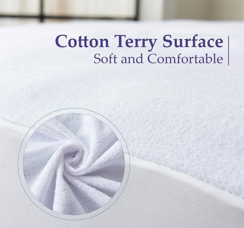 World Bedding World Bedding White XL V Berth Mattress Protector for Boat 100% Waterproof Fitted Style Mattress Pad Cover Fits Upto 12 Inch Deep Pocket Mattress, Ultra Soft Terry Cotton Washable Mattress Cover