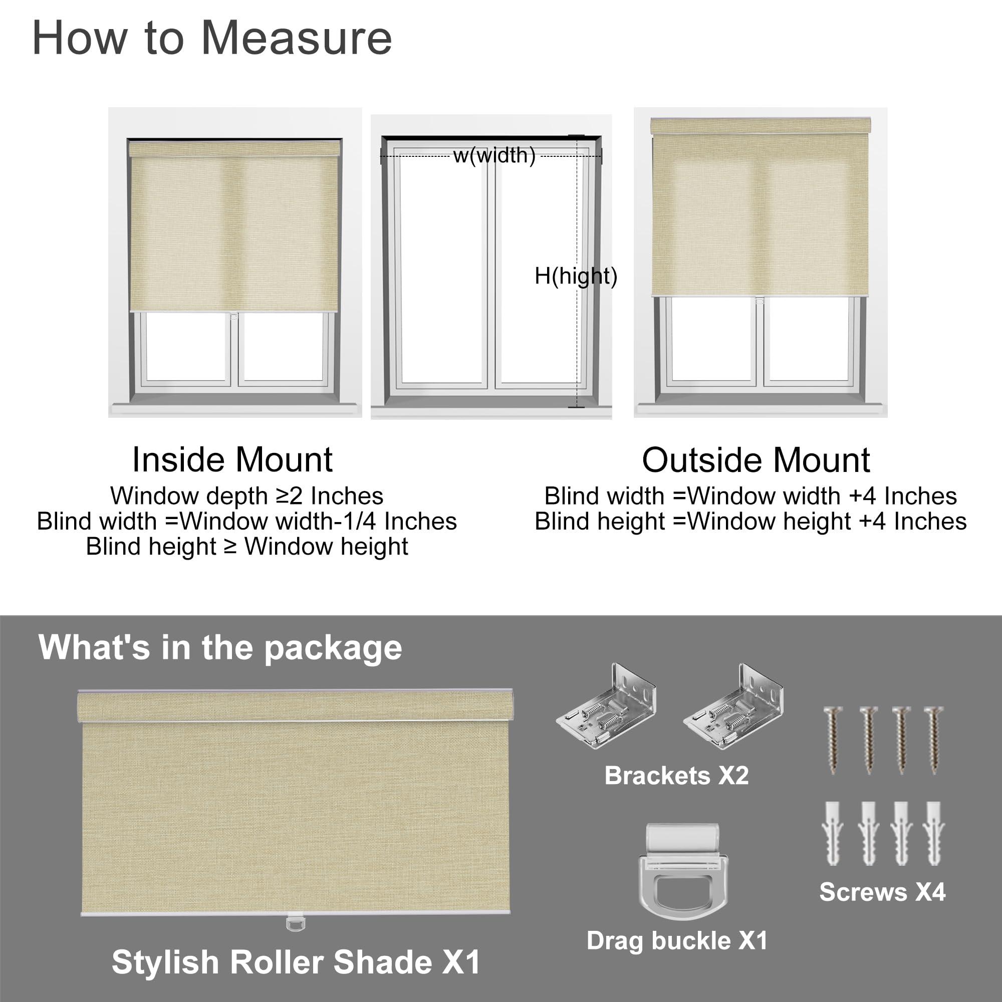 PQRSHADE PQRSHADE Light Filter Window Shades Pull Down for Indoor, Custom Door Blinds Window up and Down Roller Blinds with Thermal Insulated for Home Bedroom Office Easy to Install(22.5" W x 44" H) Brown