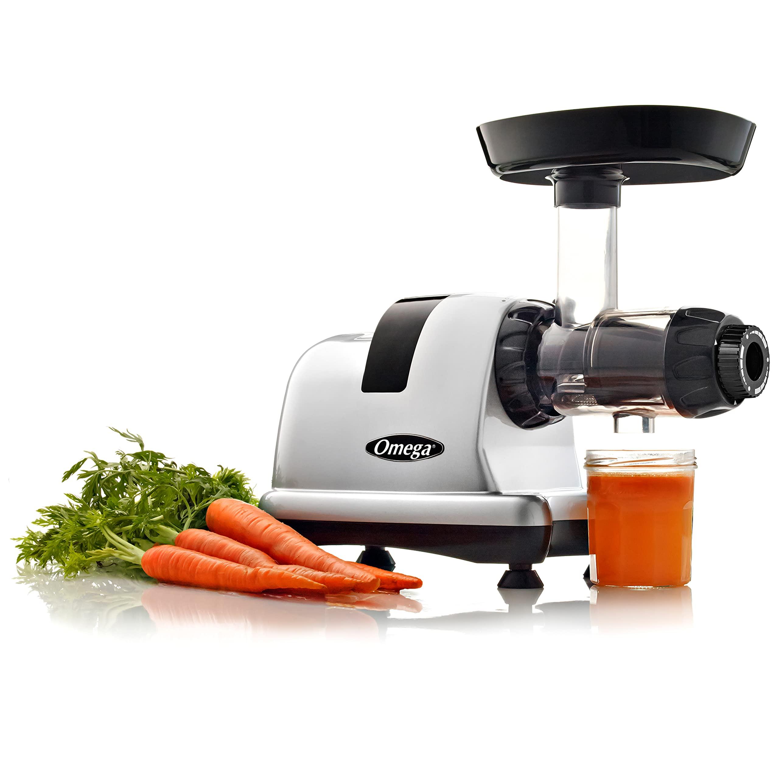 Omega Omega Juicer J8007S Slow Masticating Cold Press Vegetable and Fruit Juice Extractor and Nutrition System, Triple Stage, 200-Watts, Silver