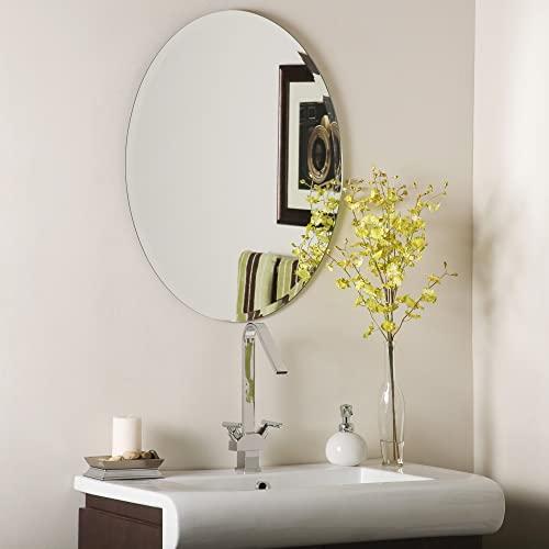 Fab Glass and Mirror Fab Glass and Mirror Beveled Polished Frameless Wall Mirror with Hooks, 24" x 48", Silver
