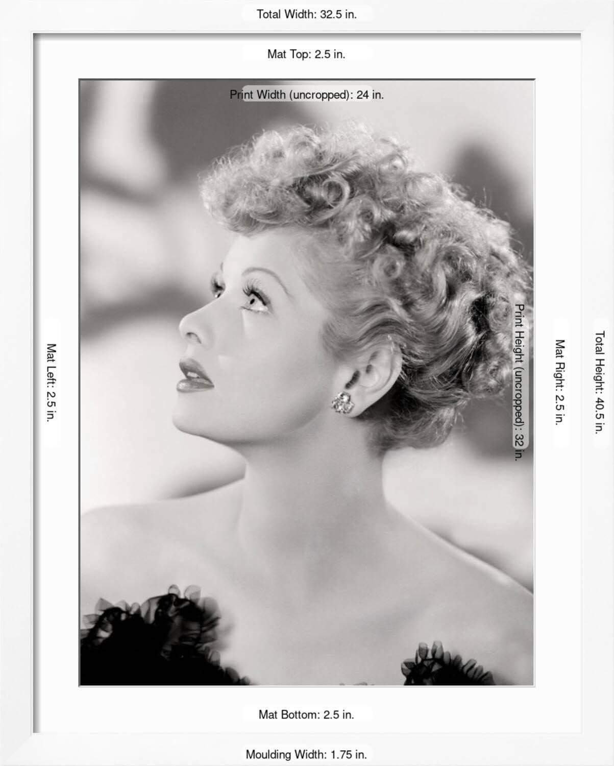 ART.COM ART.COM Wall Photo Lucille Ball Portrait, 1940\'s on White Frame, 32\" x 40\"