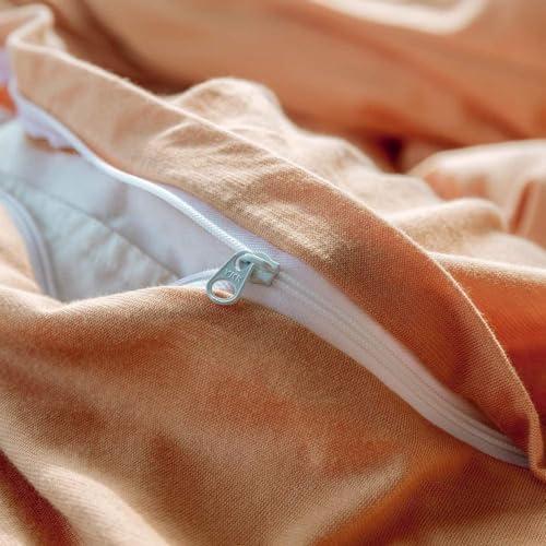 AMWAN AMWAN Peach Pink Color Duvet Cover King Solid Orange Bedding Set 100% Jersey Knitted Cotton Comforter Cover Solid Color Duvet Cover Hotel Quality Luxury Bedding Set 1 Duvet Cover with 2 Pillowcases