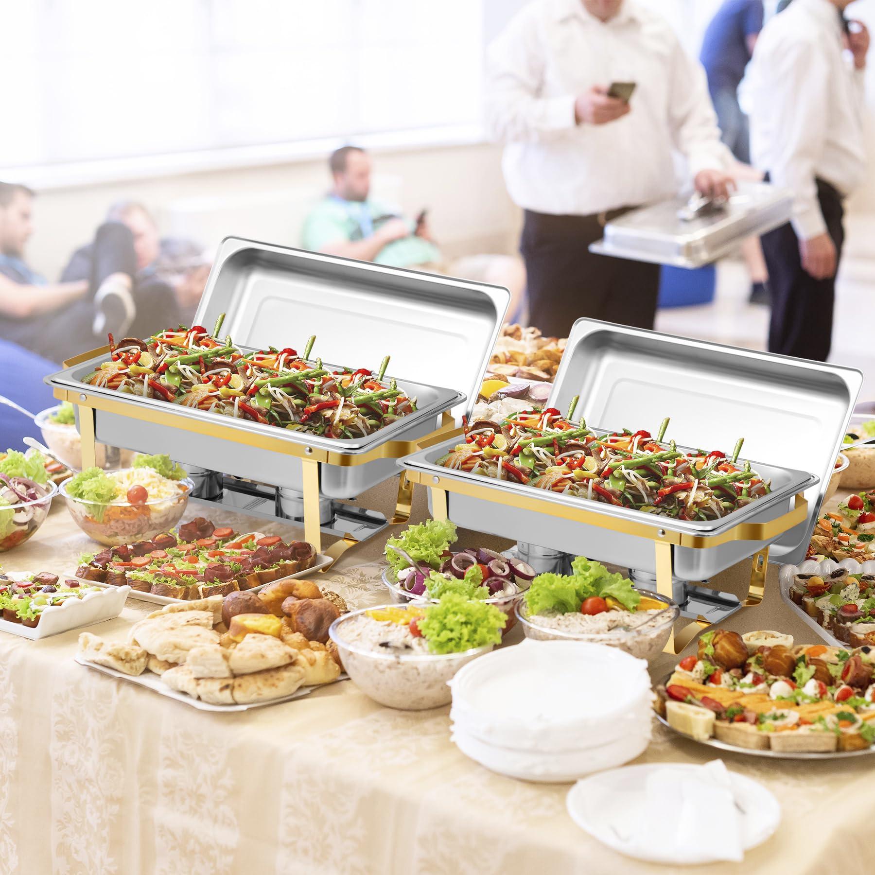 HomGarden HomGarden 8 Pack 8QT Chafing Dish Stainless Steel Complete Buffet Set, High Grade Chafers and Buffet Warmer Set for Kitchen Party Banquet Dining, Gold and Silver