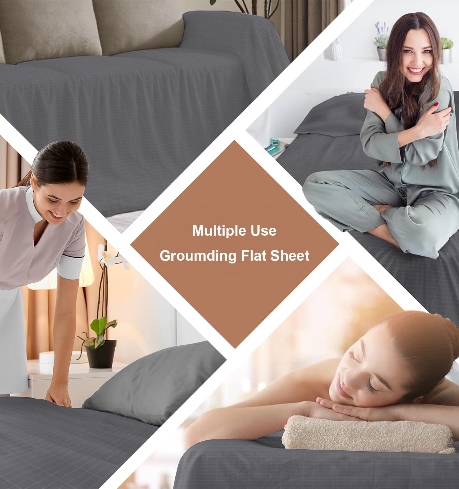NIULAFR NIULAFR Grounding Sheets - 95% Nature Cotton +5% Silver Fiber - with Grounding Cord, Keep Good Sleep - Natural Healthy