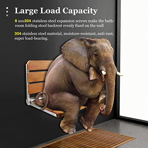 Flngr Folding Teak Shower Seat Wall Mounted,Fold Down Shower Seat,Foldable Shower Bench,Home Care Teak Shower Seat Bench for Inside Shower,Folding Shower Seat Bench,Wall Mount Shower Seat Bench Chair