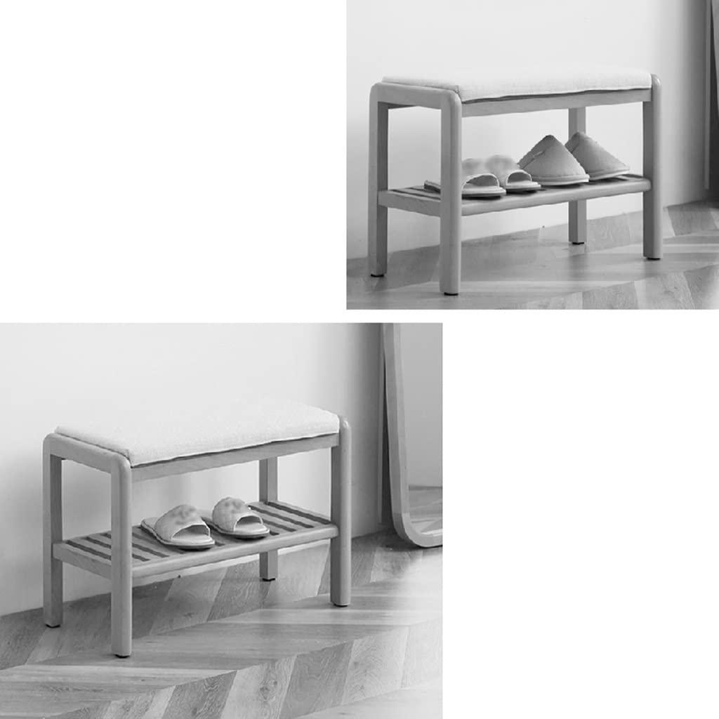 ShiLiLiShop Shoe Bench Wood Entryway Bench with Upholstered Seat Shoe Rack Bench 2-Tier Shoe Organizer for Entryway Hallway Bathroom Living Room (Color : Brown, Size : 80 * 30 * 42cm)