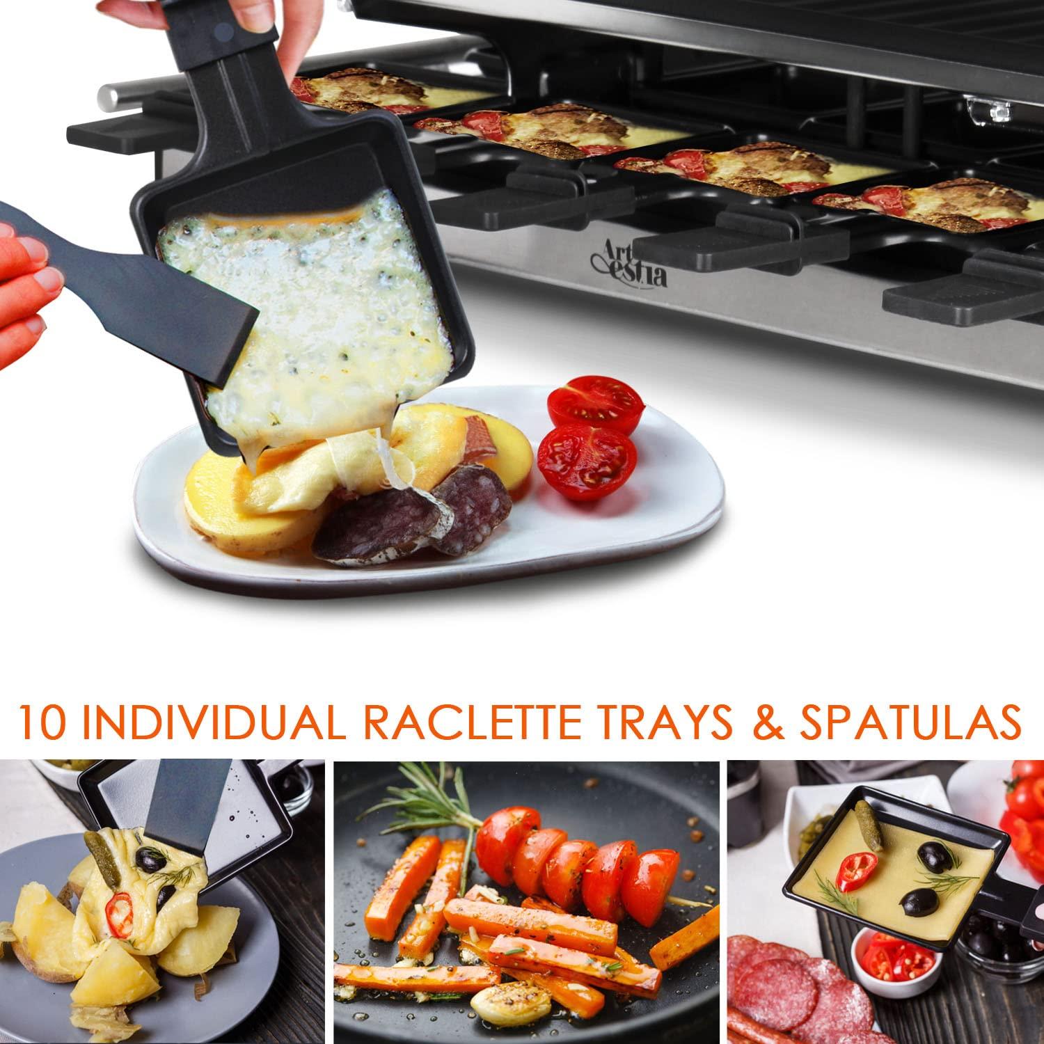 Artestia Artestia 1500W Large Size Raclette Cheese Grill Adjustable Temperature Korean BBQ Grill, Cheese Raclette with Grill Stone and Non-Stick Reversible Aluminum Plate for Parties Family