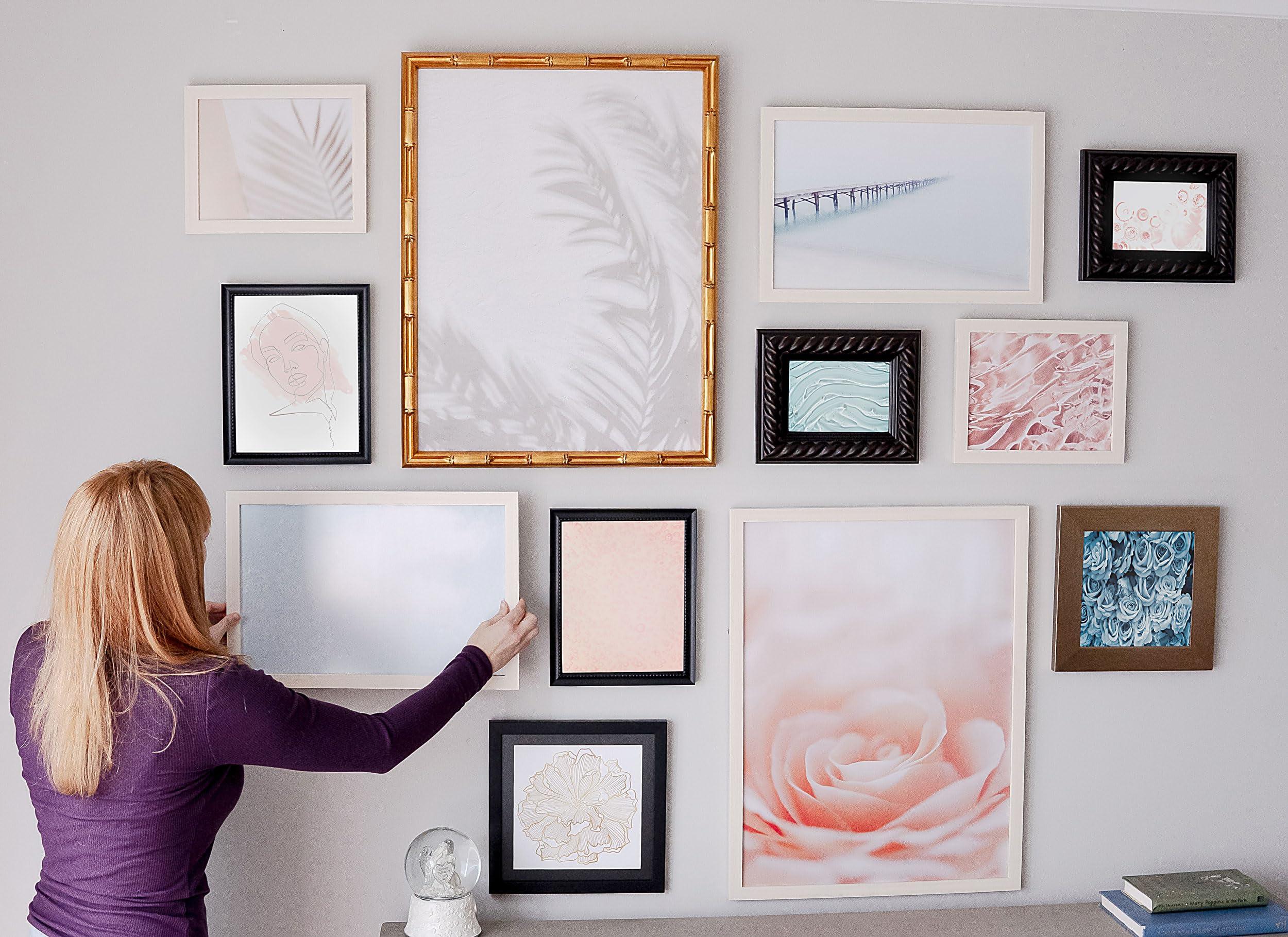 CountryArtHouse CountryArtHouse 43x15 Frame White Wash Solid Wood Picture Frame | 0.8125 Inch Moulding Width | Includes UV Acrylic Plexiglass, Acid Free Foam Board Backing and Hanging Hardware