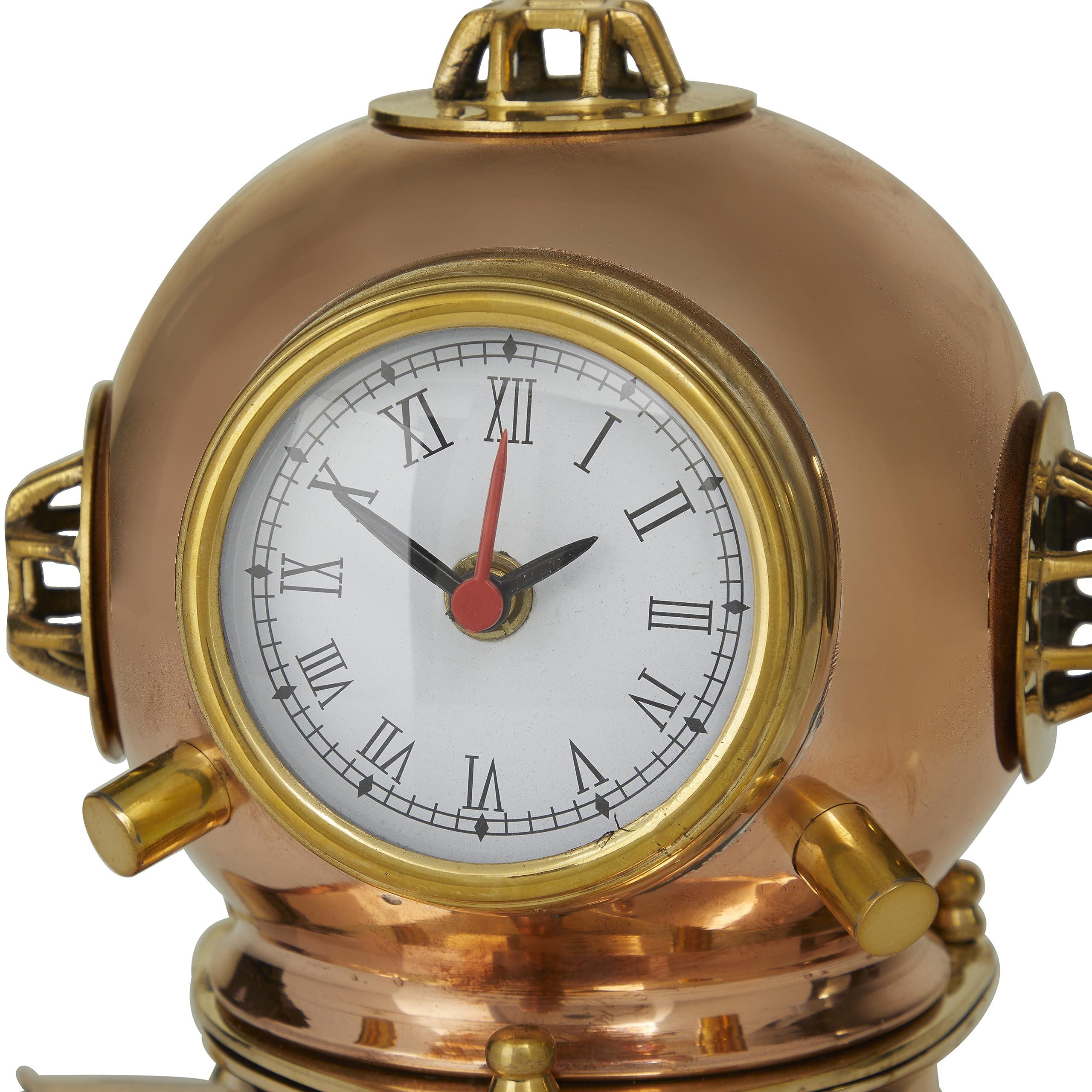 Deco 79 Deco 79 Brass Diver Helmet Clock, 8\" x 7\" x 8\", Copper