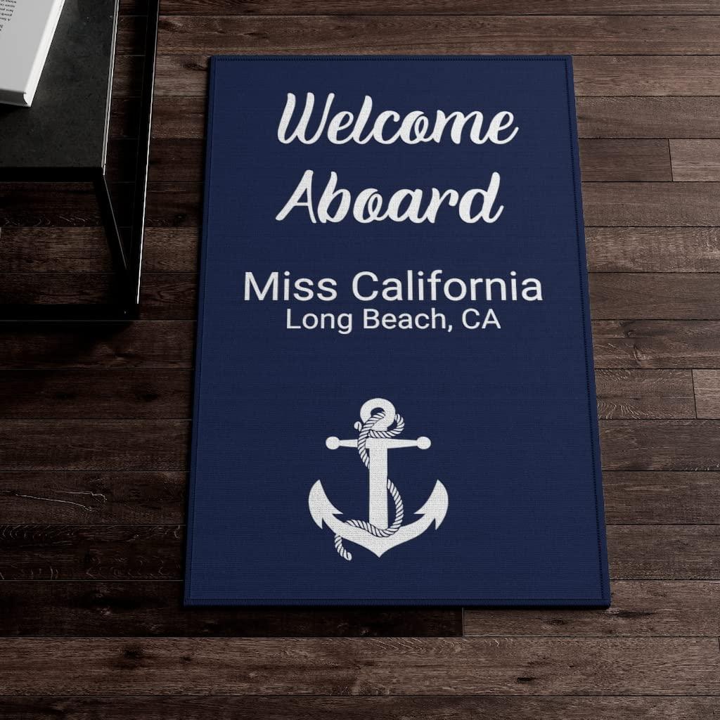 HomeLoft Basics Custom Anti-Slip Welcome Aboard Mat, Non-Skid Personalized Mat for Boat, Boarding Mat, Gunwale Boarding Mat, Nautical Gift, Coastal Dcor