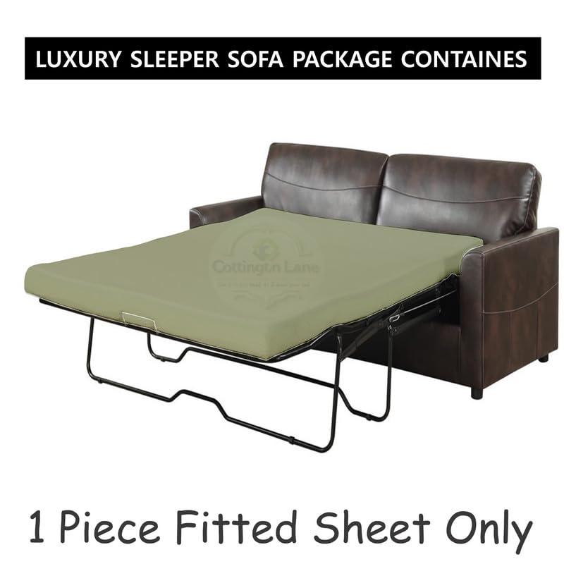 Cottington Lane Sleeper Sofa Fitted Sheet Queen Size - 100% Egyptian Cotton - 6 Inch Deep Fitted Queen Size Sleeper Sofa Sheets - Sofa Sleeper Fitted Sheet Only, Queen Sofa Bed/Pullout Couch Bottom Sheet(Sage)
