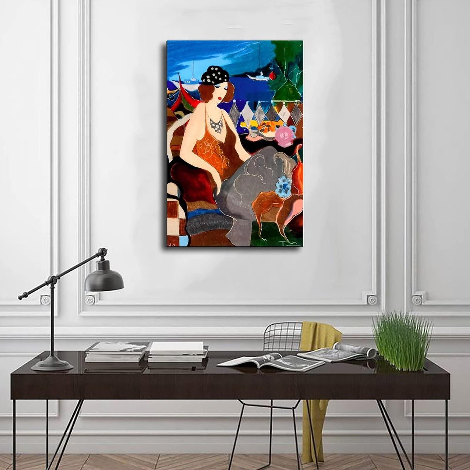 MDGT MDGT Itzchak Tarkay Prints Canvas Poster 8 Canvas Poster Wall Art Decor Print Picture Paintings for Living Room Bedroom Decoration Frame-style 12x18inch(30x45cm)