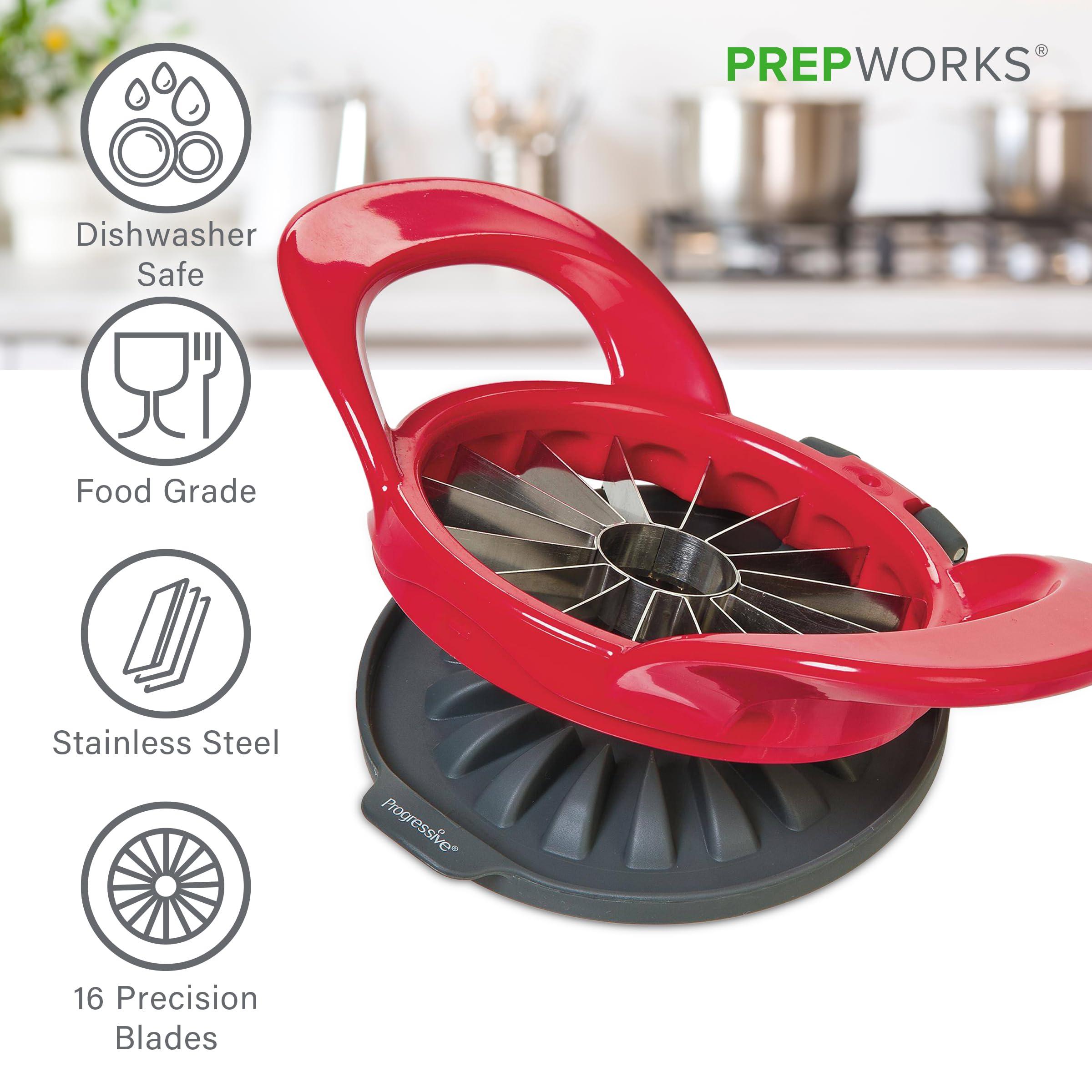 Progressive International PrepWorks by Progressive Dishwasher Safe 16-Slice Thin Apple Slicer and Corer with Attached Safety Cover