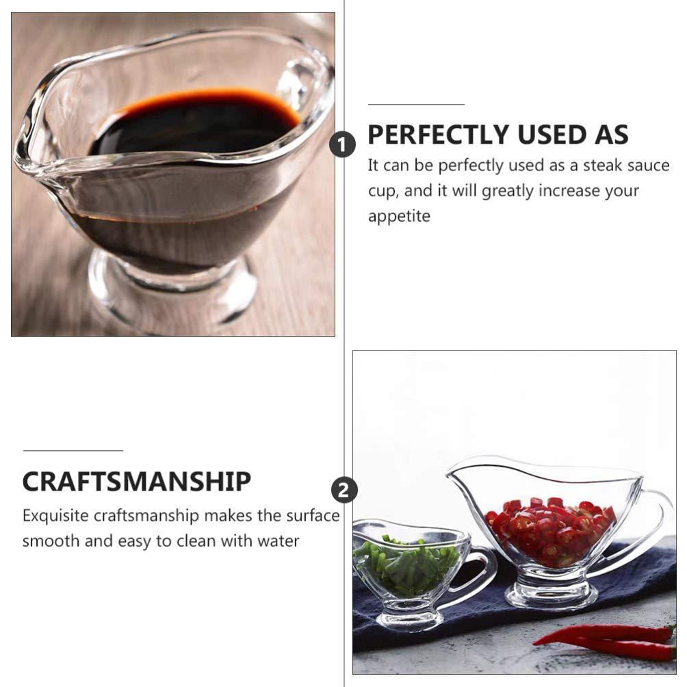 UUNVTOSU UUNVTOSU Coffee Creamer 2pcs Glass Gravy Sauce Boat with Handle 220ml Clear Crystal Seasoning Cup Honey Jam Jar Salad Dressing Server Pourer Condiment Dispenser Serving Utensils Coffee Syrup Jars