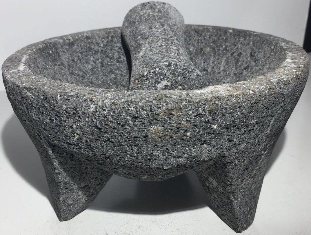 Always-Quality Made in Mexico Piedra Negra Black Stone Genuine Mexican Manual Guacamole Salsa Maker Volcanic Lava Rock Molcajete/Tejolote Mortar and Pestle Herbs Spices Grains 7\" Large