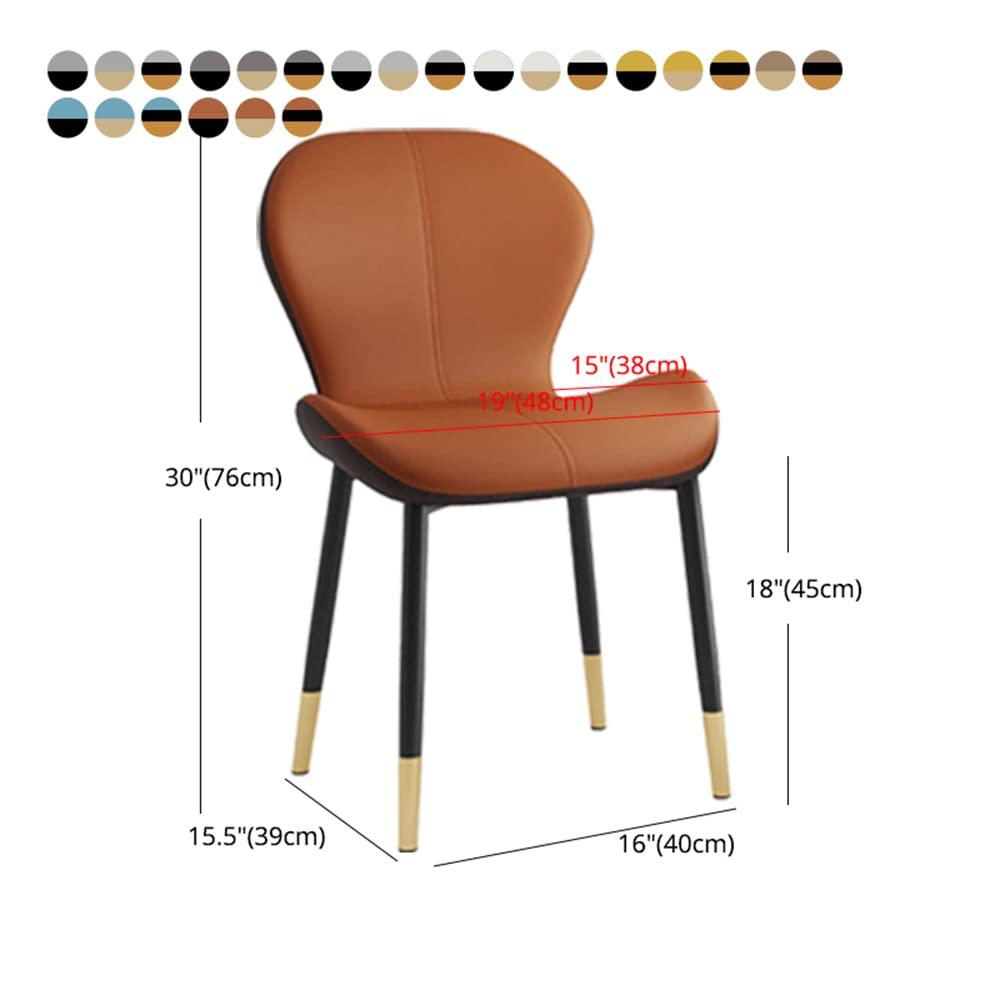 LITFAD LITFAD Indoor Modern Upholstered Dining Chair Matte Finish Solid Back Side Chair Restaurant Chair Creative Makeup Chair - 1 Piece Blue, Black/Gold Legs