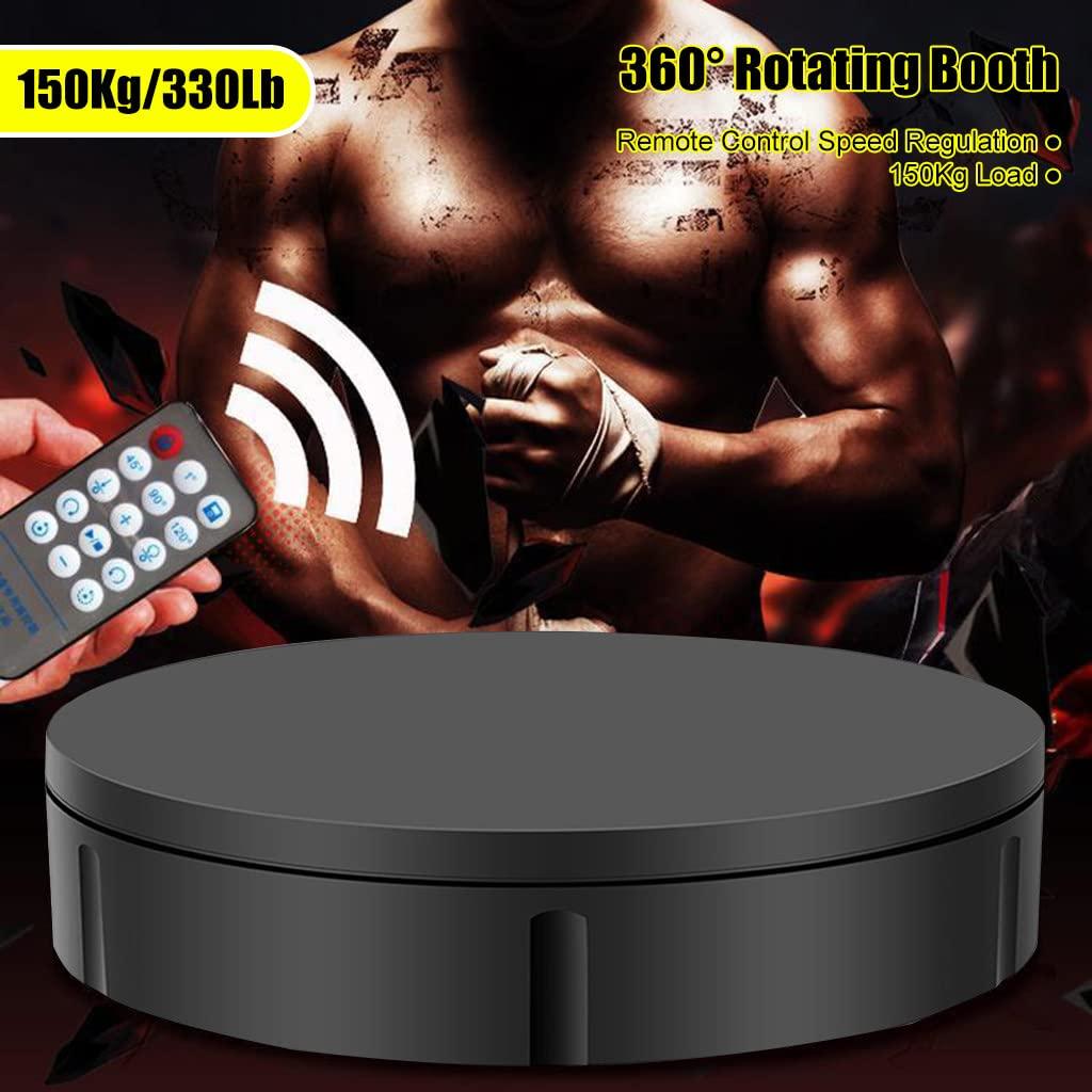 FONOBO FONOBO Motorized Rotating Display Stand 360 Electric Turntable with 5 PVC Backgrounds, 330Lb Load for Display Heavy Duty Product,Black