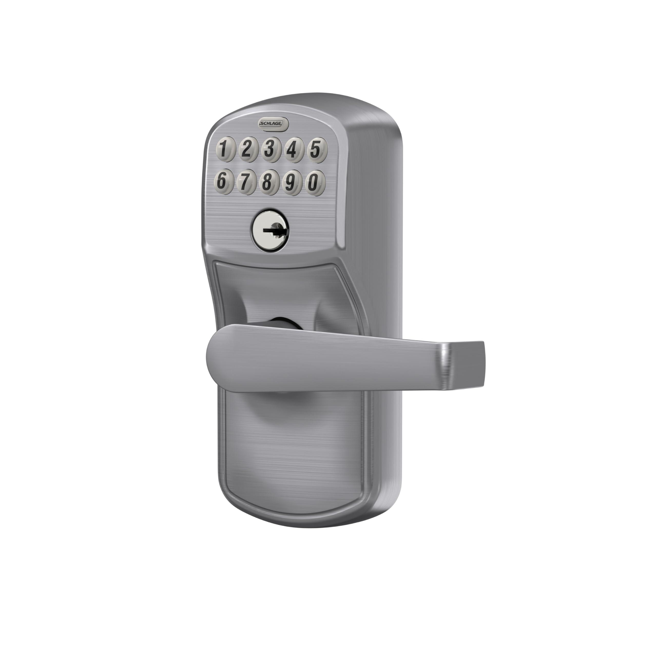 SCHLAGE Schlage FE595 PLY 626 ELA Plymouth Keypad Entry with Flex-Lock and Elan Style Levers, Brushed Chrome
