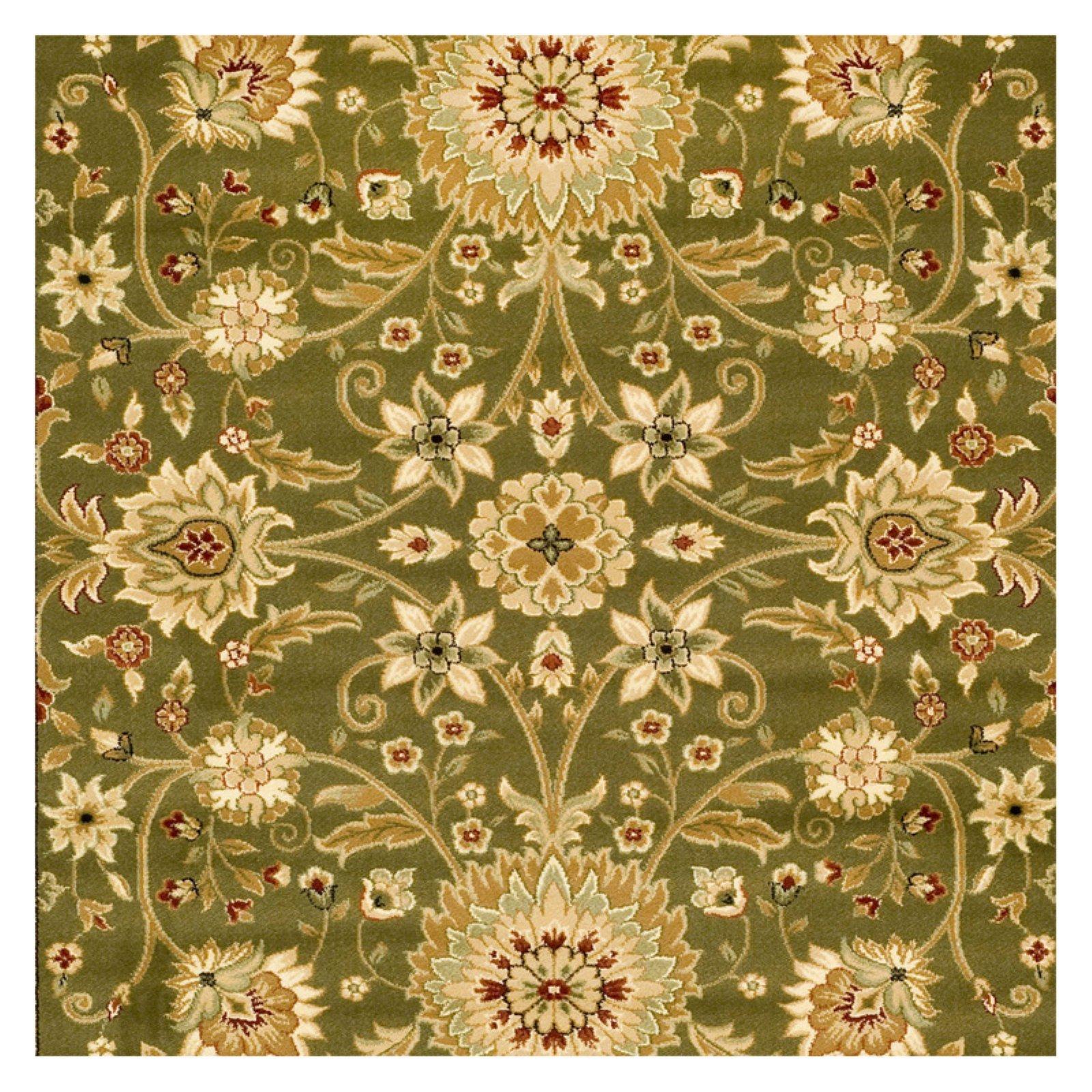 Safavieh SAFAVIEH Lyndhurst Collection 8' Square Sage / Ivory LNH212C Traditional Oriental Non-Shedding Living Room Bedroom Dining Home Office Area Rug