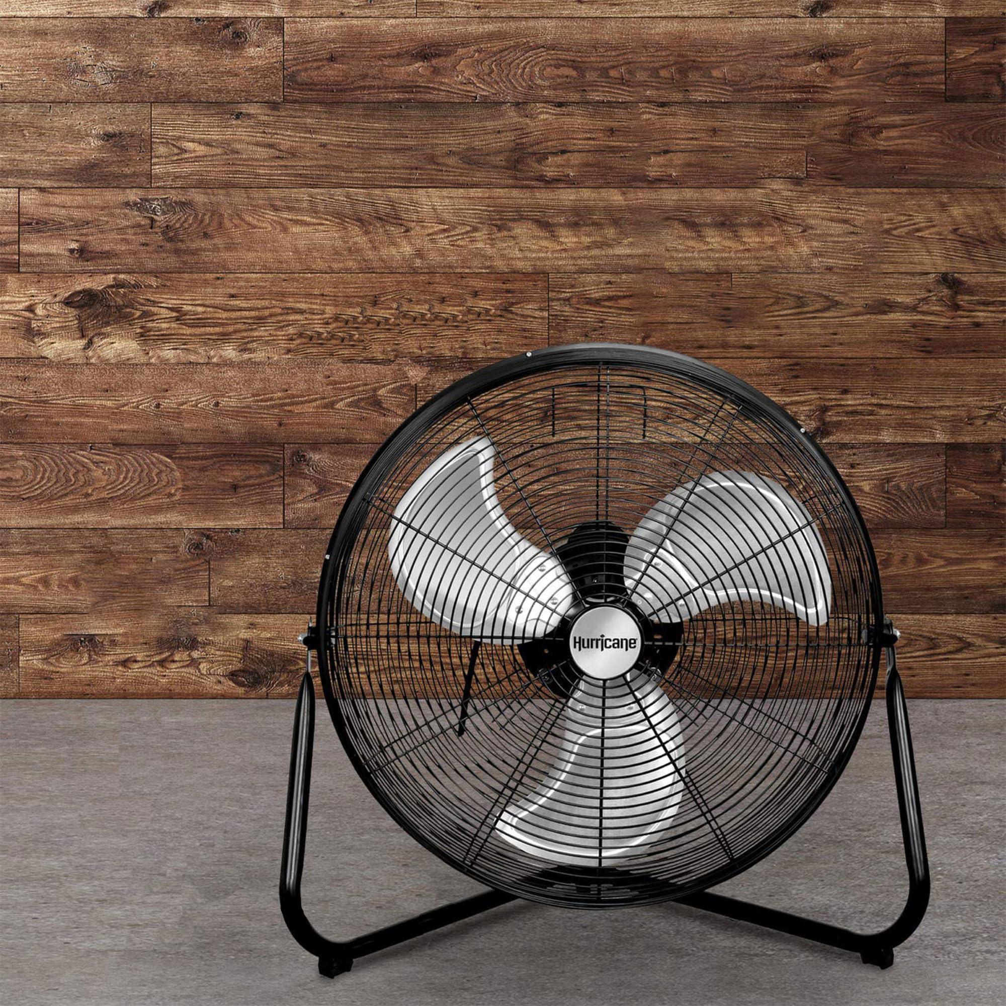 Hurricane Hurricane Pro Series 20 Inch High Velocity Metal Orbital Wall Floor Fan with 3 Adjustable Speed Settings and 360 Degree Oscillation, Black (2 Pack)