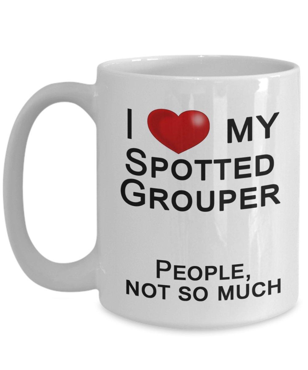 Ellemar Spotted Grouper, Fish Lover Mug, Fish Dad Mug, Fish Mom Mug - I Love My Fish, Not People