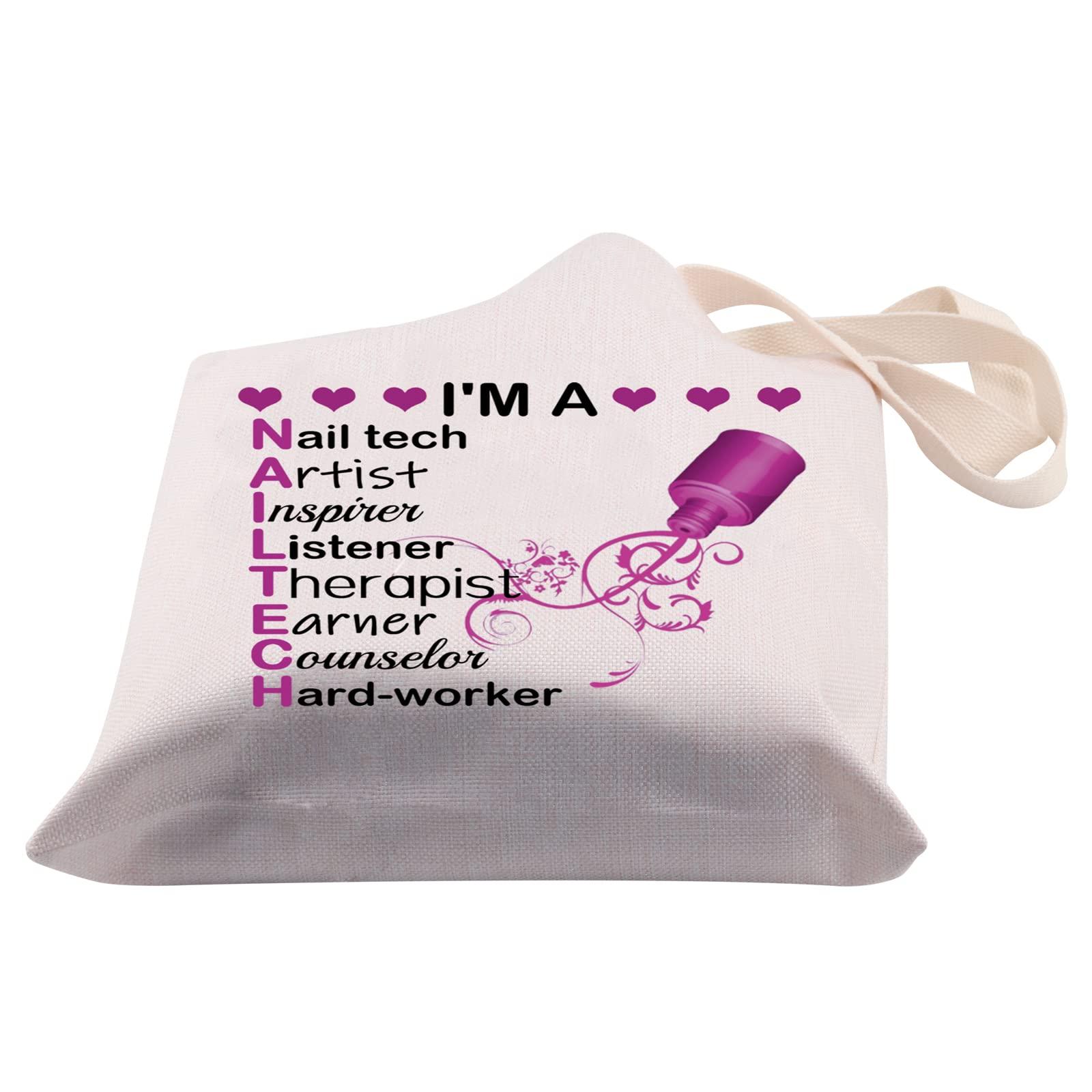 BDPWSS BDPWSS Nail Artist Tote Bag - Nail Tech Gift - Beige - 14.2 x 12.6 Inches - Female Adults