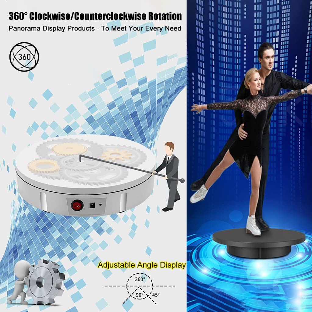 FONOBO FONOBO Motorized Rotating Display Stand 360 Electric Turntable with 5 PVC Backgrounds, 330Lb Load for Display Heavy Duty Product,Black