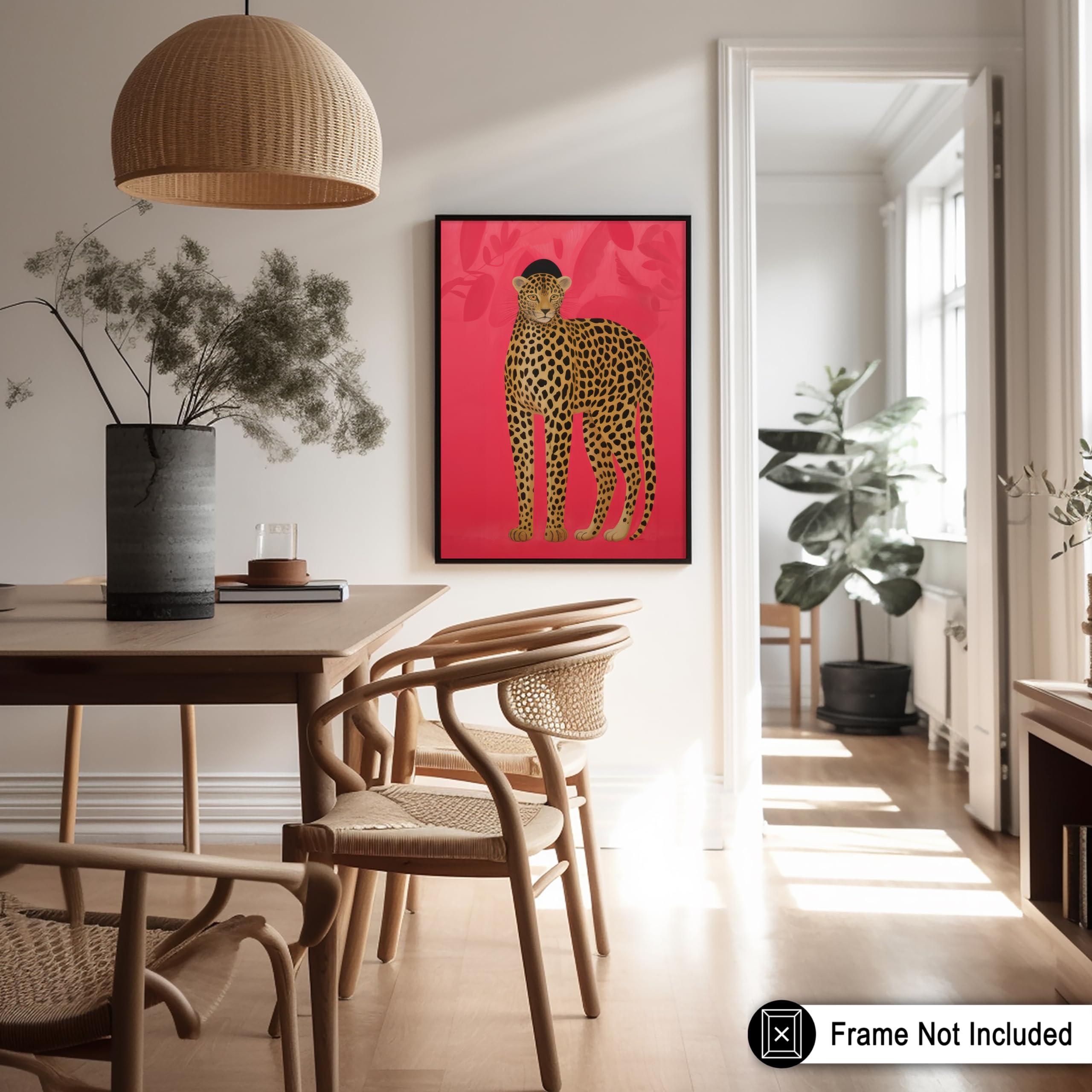 Monem Art Studio Monem Art Leopard Poster - Retro Cat Print - Panther Art - Wild Life Art - Modern Art - Chic Boho Art - Pop Art - Aesthetic Art - Great Kid\'s Room or Nursery Wall Decor - 11x14 UNFRAMED Wall Art