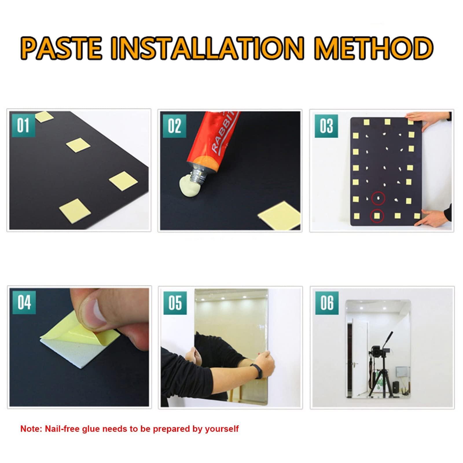 RLN STORE Rectangular Wall Mirror, Frameless Bathroom Mirror with Bevel Edges, Decorative Mirrors,Paste Or Punch Installation, Vertical Or Horizontal Hanging, Explosion-Proof, HD Glass Mirror (Size : 50X70cm)