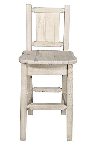 Montana Woodworks Montana Woodworks Homestead Collection Counter Height Barstool with Back, Laser Engraved Moose Design, Ready to Finish
