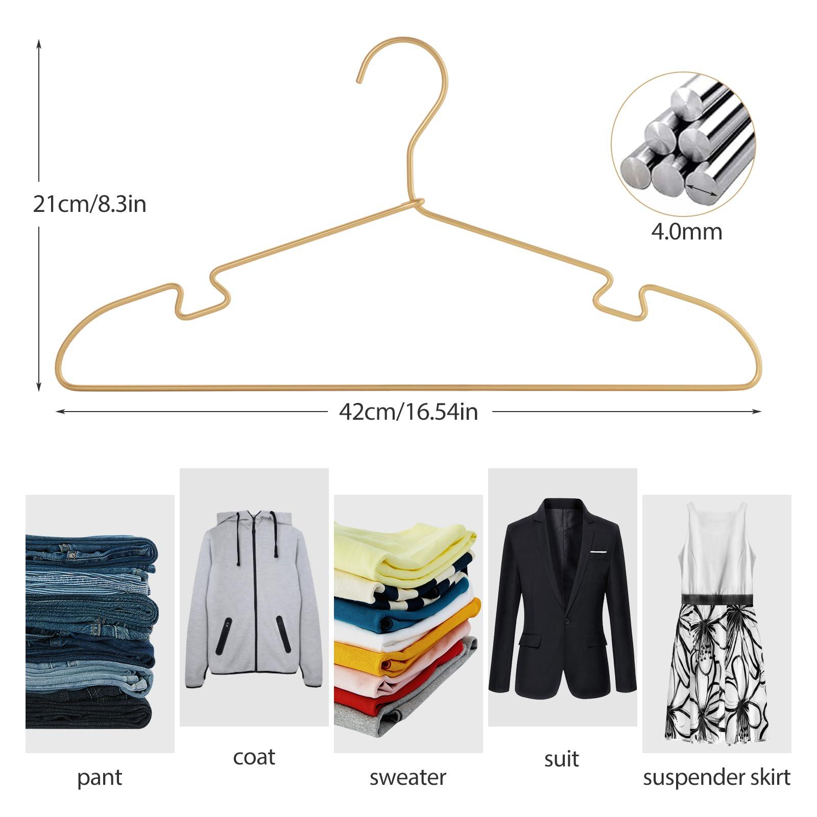 VWV Gold Aluminum Clothes Hangers, 30 Pack 16.5 Inch Metal Shirt Hangers, Lightweight and Sturdy Heavy Duty Hangers for Suit Jackets and Dress Wedding Dresses Etc