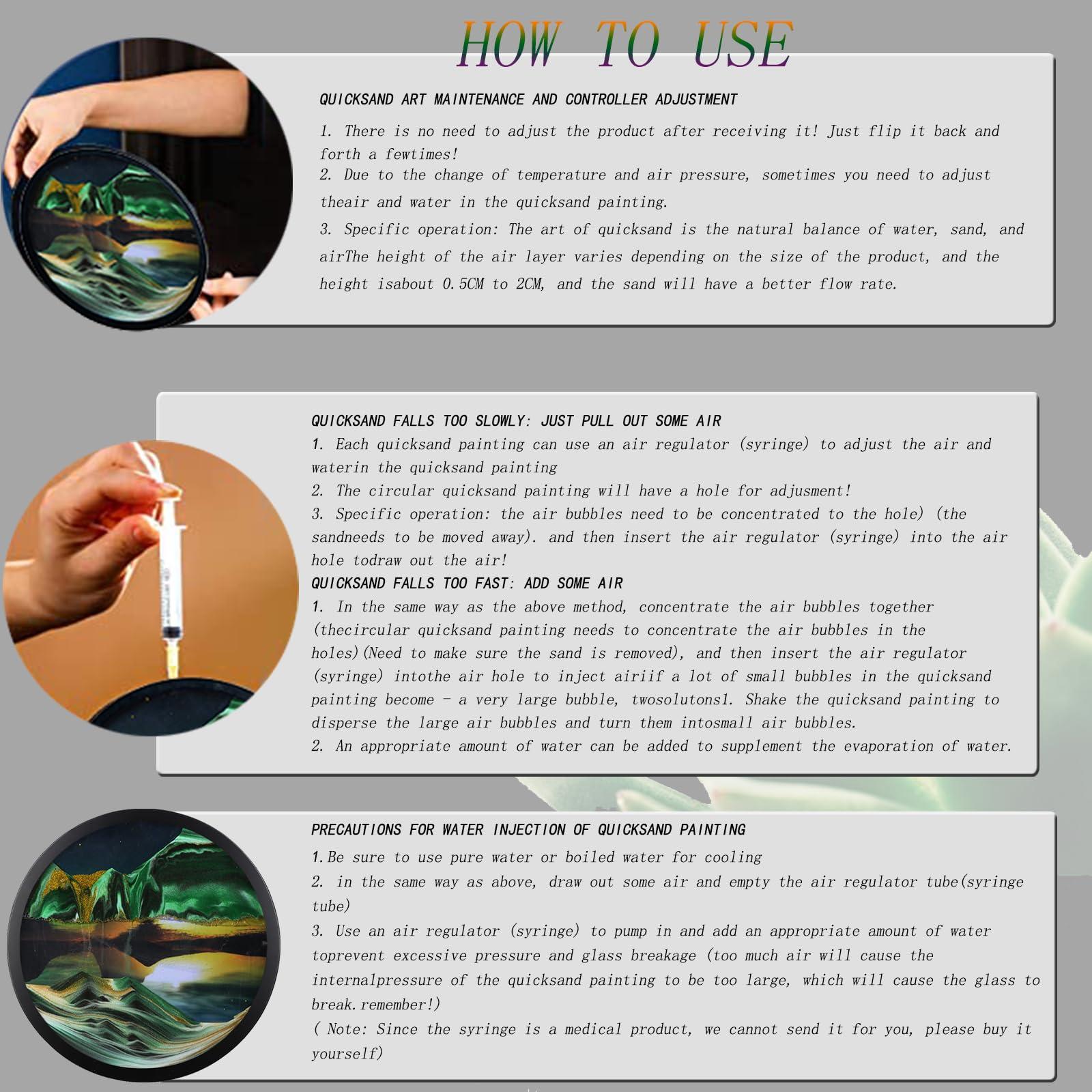 Heuanpte 23.6\" Moving Sand Art Wall Decor, 3D Flow Sand Painting Wall Sculptures Deep Sea Moving Sand Art Wall Decor Wall Sand Art 360 Rotating Wall Mounted Sand Painting Art Living Room and Office Decoration