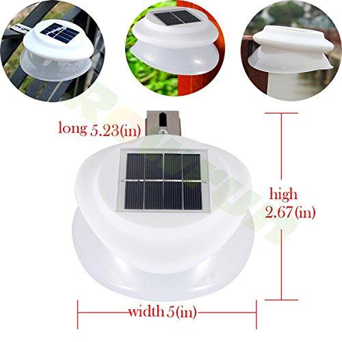 Rowrun Rowrun Solar Gutter Lights Outdoor Warm White 3000K Waterproof Smart LED Fence Light Dusk to Dawn 0.5W 100LM 9PCS 2835SMD Non Dimmable Safety Lamps for Stair Wall Corridor Walkway Garden Pack of 4