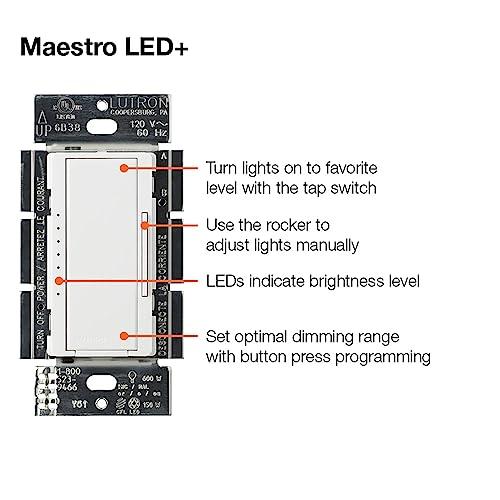 Lutron Lutron Maestro LED+ Dimmer Switch for Dimmable LED, Halogen and Incandescent Bulbs, 150W/Single-Pole or Multi-Location, MACL-153M-TP, Taupe