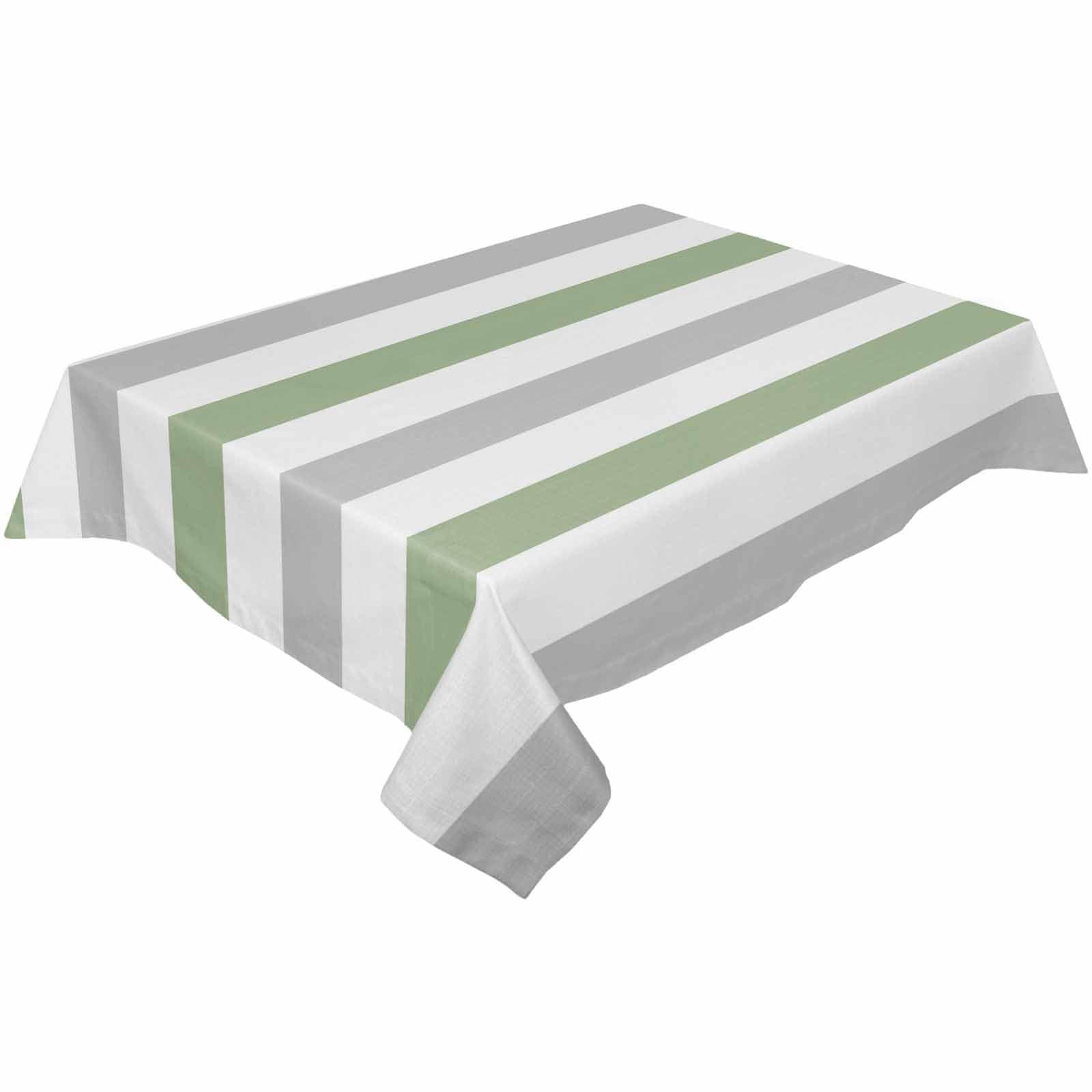 ZOE GARDEN Rectangle Sage Grey Tablecloth Waterproof & Stainproof Tablecloths,Wipeable Table Cloth Wrinkle-Free for Round/Rectangle/Oval/Square/Dining/Party/Wedding,Watercolor Geometric Stripes White Green 52x70