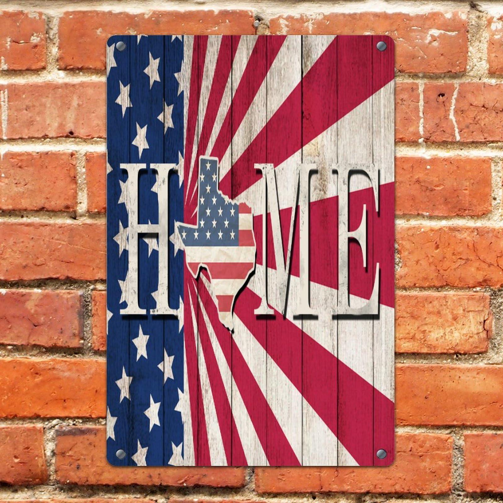 Autravelco Home texas Customized Metal Signs Rustic Lounge Signs American Flag USA Veterans Day Wall Dcor Tin Signs for Office House Gate 8x12in