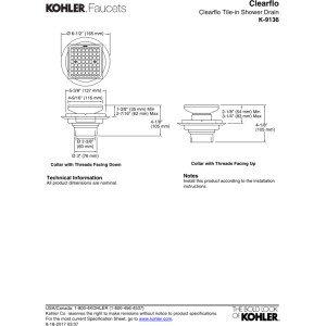 Kohler Kohler K-9136-CP Square Design Tile-In Shower Drain, Polished Chrome