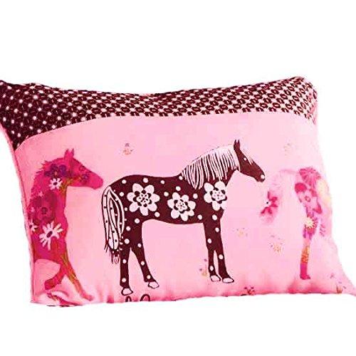 Unknown Girls Pink Western Horse Bedding Mustang Flower Pony Comforter (66\" x 86\") Set & Breakfast Pillow! (4pc Twin Size Set)